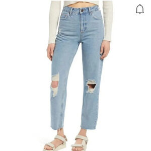 BDG Urban Outfitters Pax Ripped High Waist Jeans In Light Wash